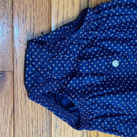 Carter's ❤️ Navy Button Front Polka Dot Romper Size 9 Month (PRE-LOVED) - Picture 3 of 5